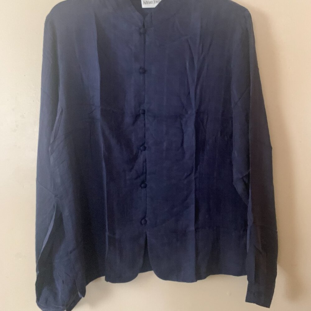 Adrian Jordan Long Sleeves Button Down Purple Blouse Size L NWOT